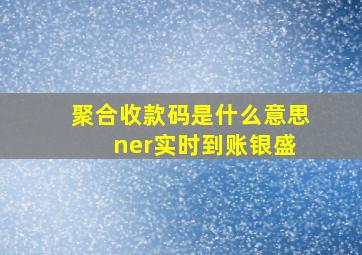 聚合收款码是什么意思 ner实时到账银盛